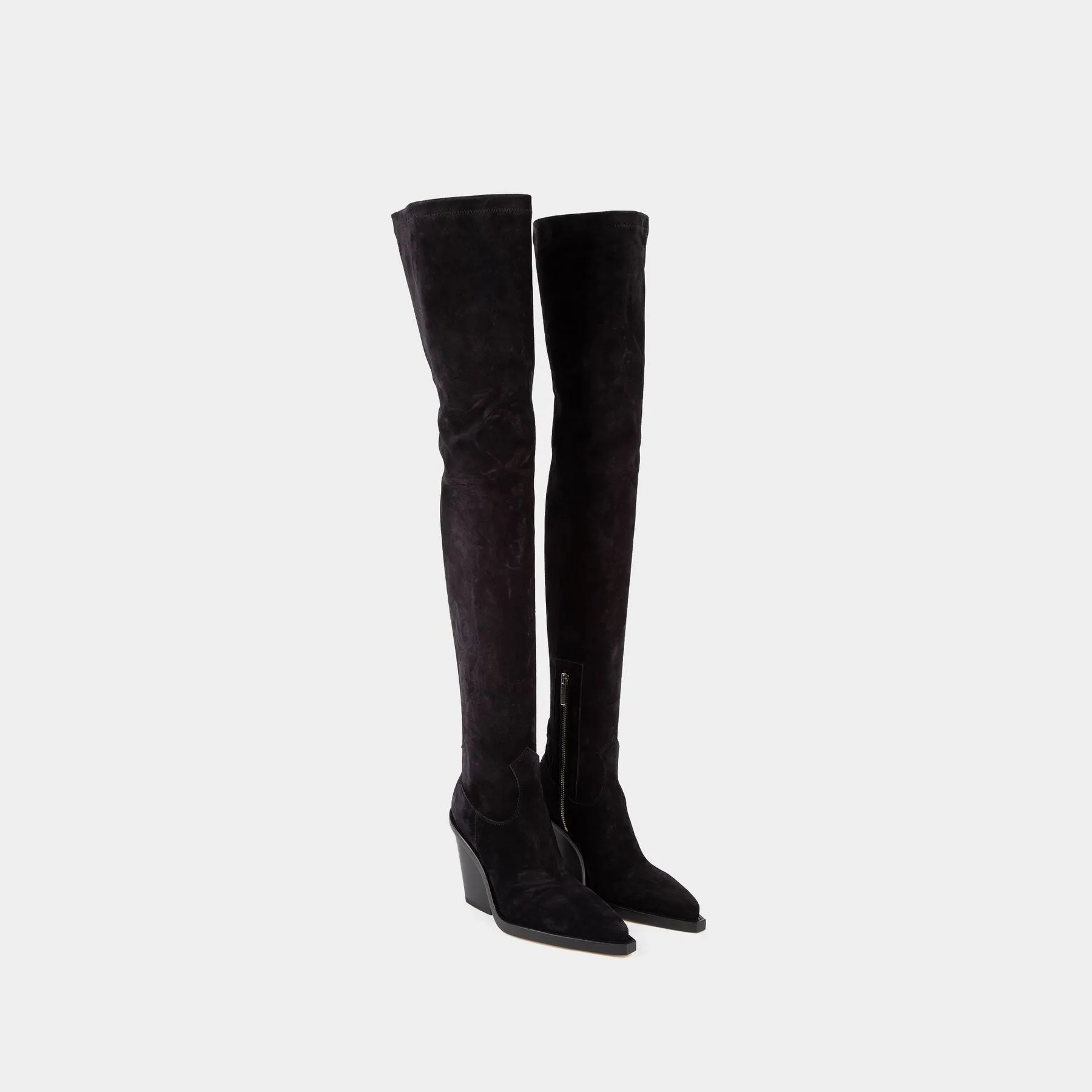 Paris Texas  Vegas Over The Knee Boot Stretch in Black Leather