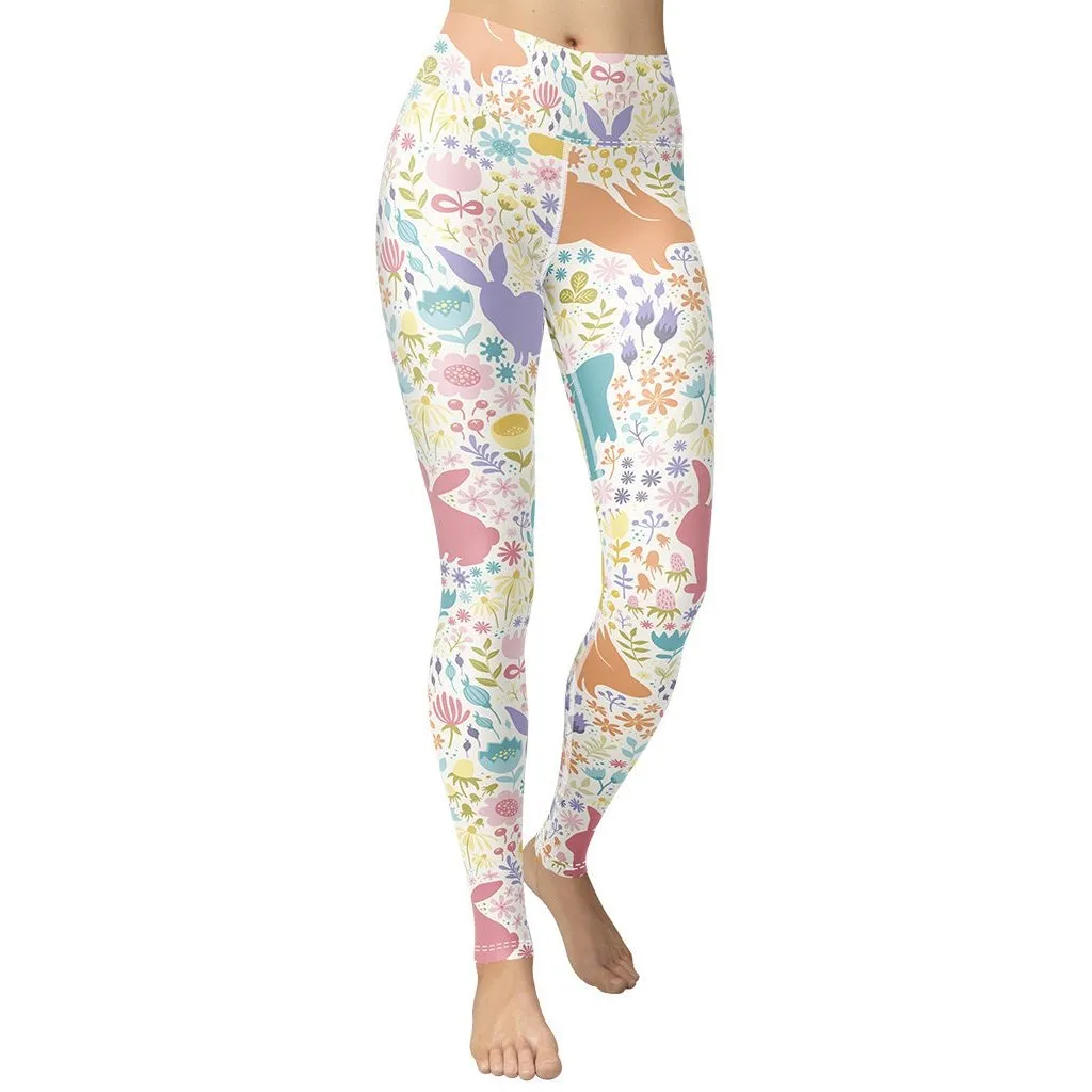 Pastel Easter Garden Yoga Leggings