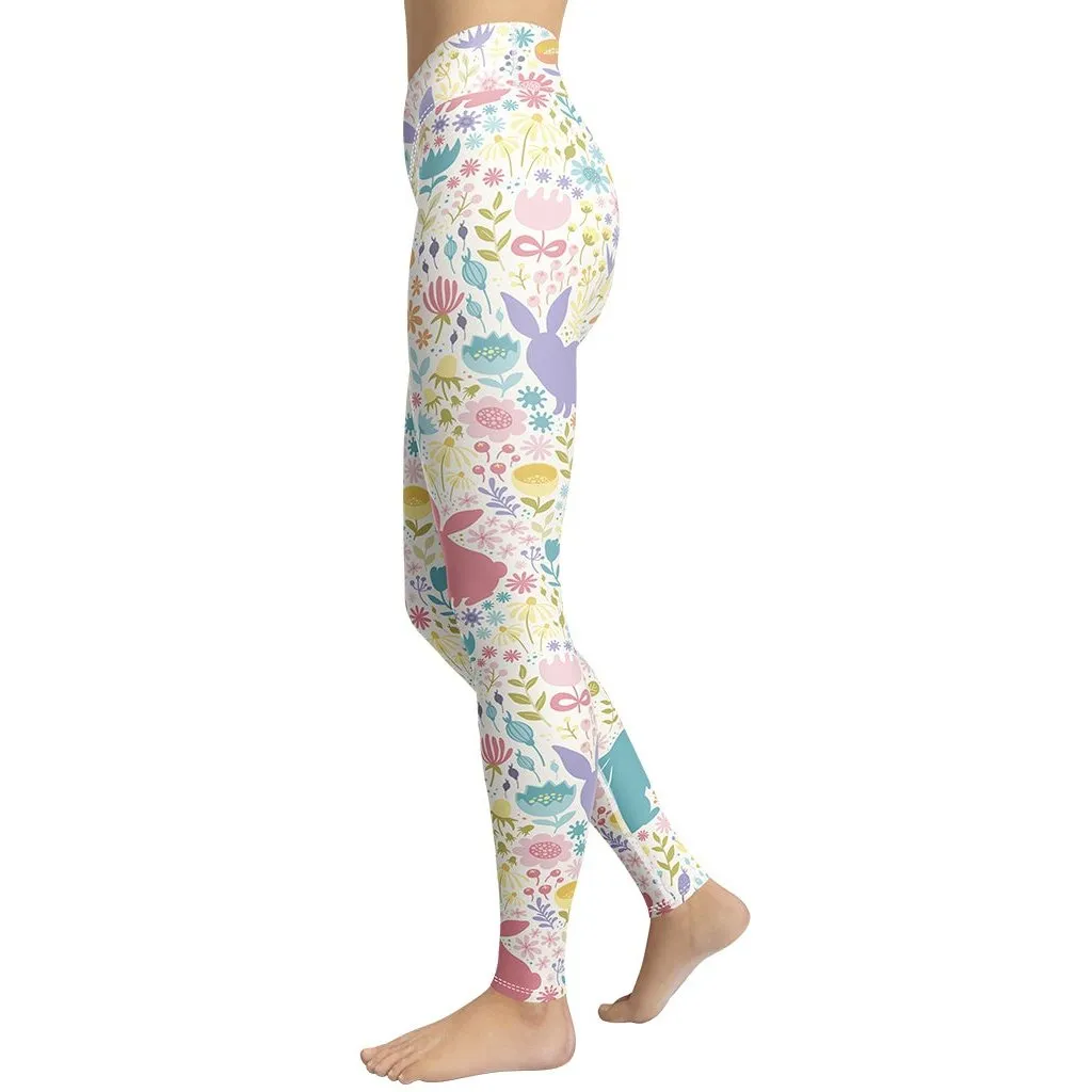 Pastel Easter Garden Yoga Leggings