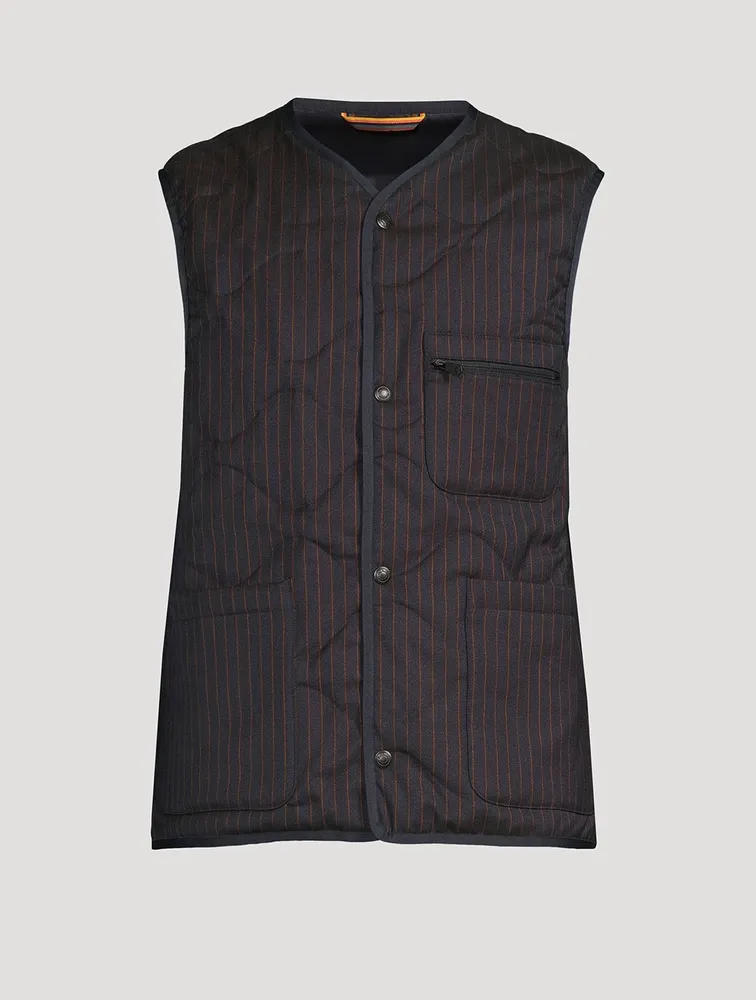 PAUL SMITH Wool Quilted Vest Striped Print