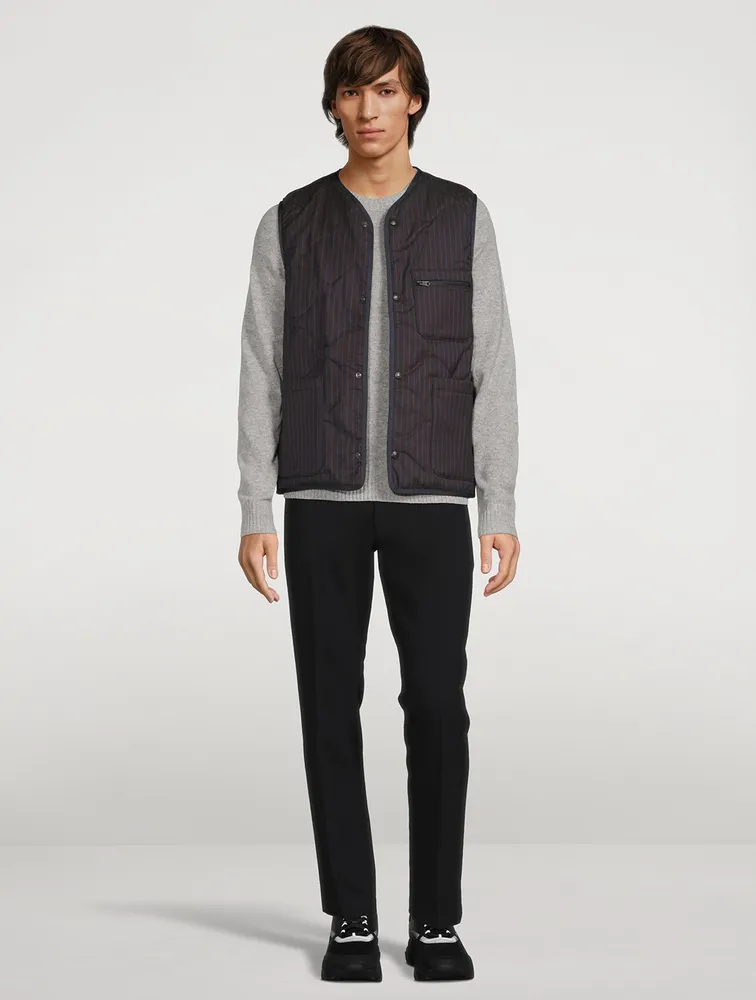 PAUL SMITH Wool Quilted Vest Striped Print