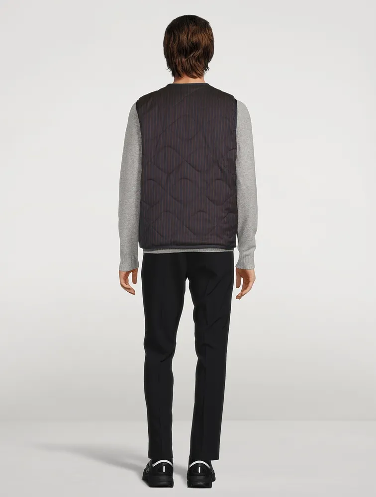 PAUL SMITH Wool Quilted Vest Striped Print