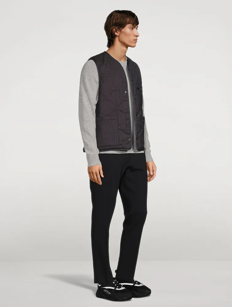 PAUL SMITH Wool Quilted Vest Striped Print