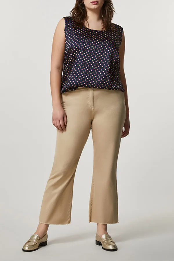 Persona (by Marina Rinaldi) VELETTA BEIGE CAVALRY TWILL COTTON TROUSERS