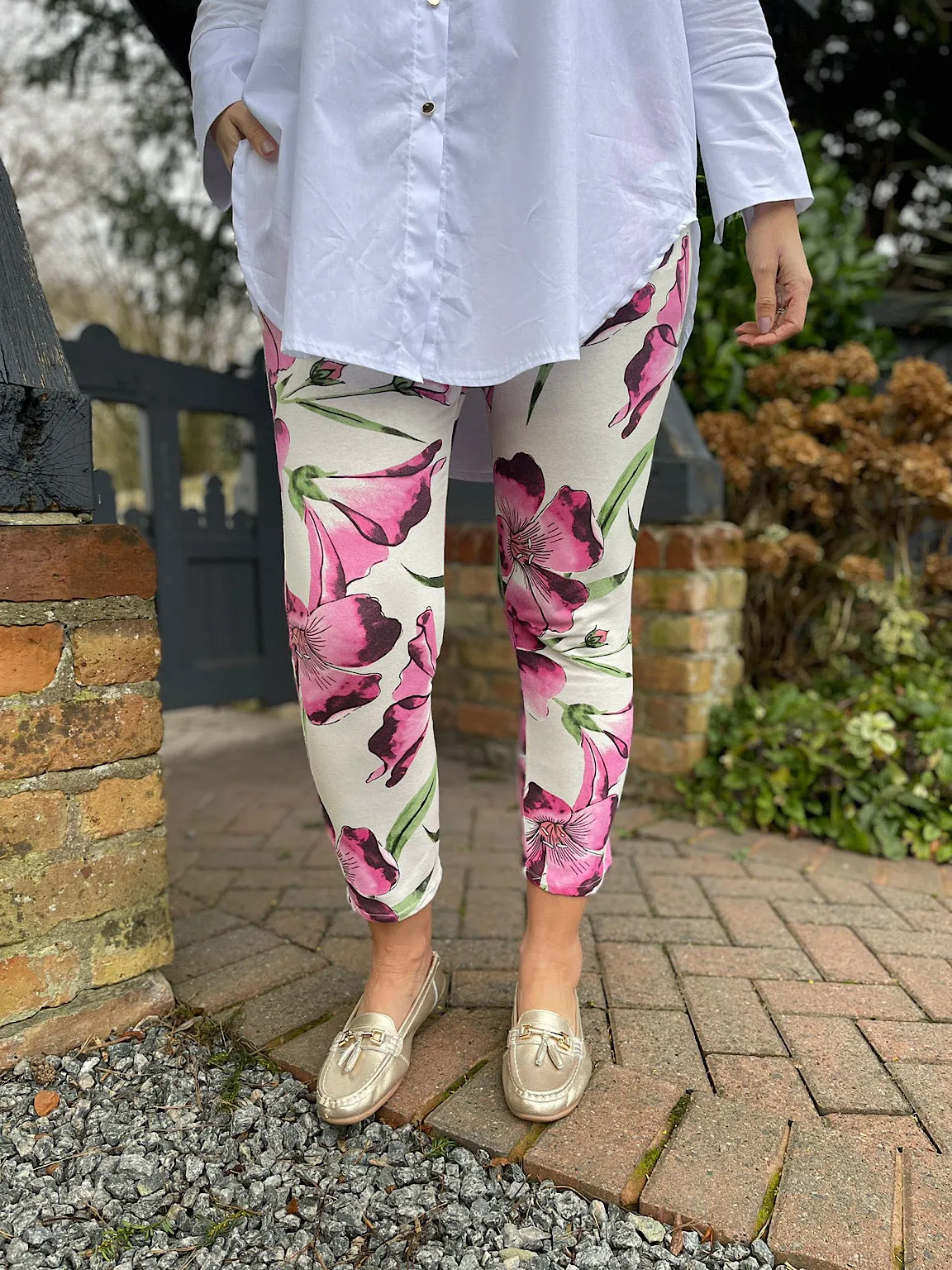 Pink Vibrant Floral Joggers Christine