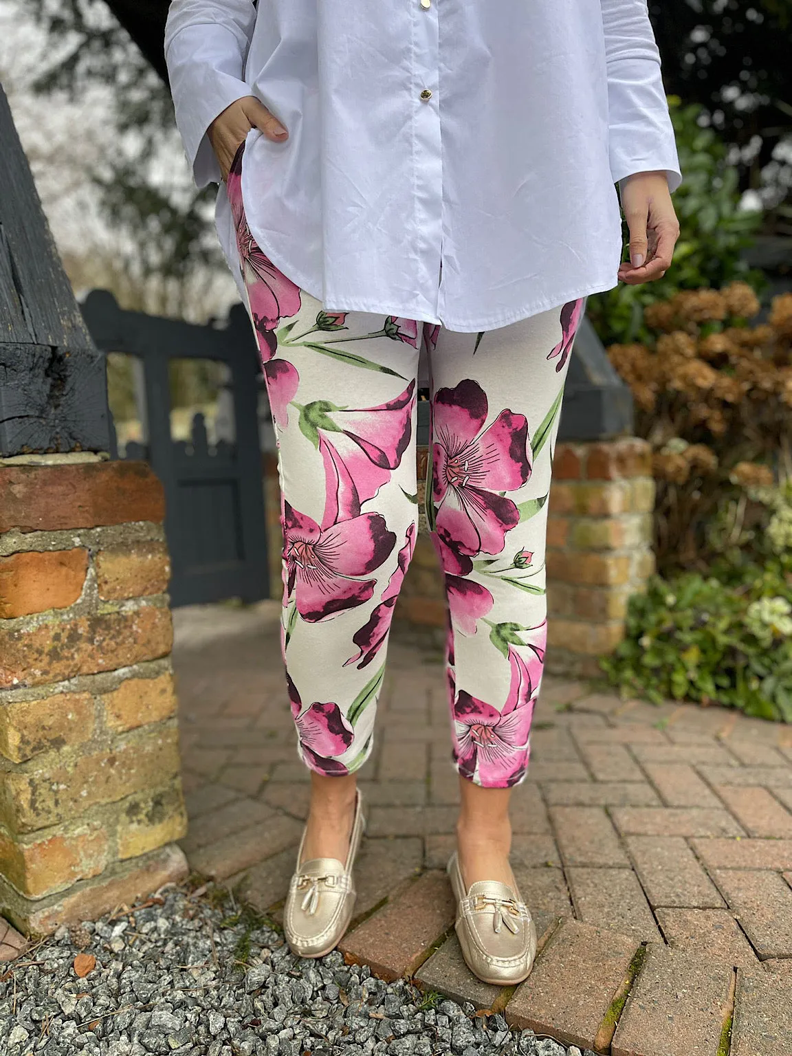 Pink Vibrant Floral Joggers Christine