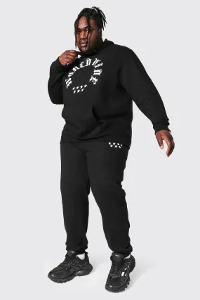 Plus Size Worldwide Gothic Hooded Tracksuit | boohooMAN UK