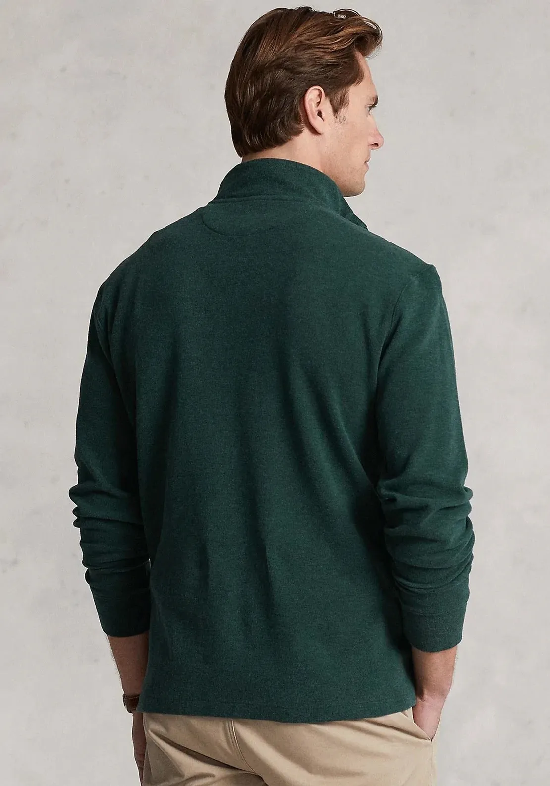 PRL Long-Sleeve Estate Rib 1/2 Zip Pullover with Contrast Interior Collar