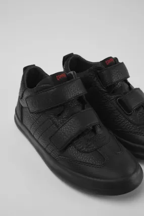 Pursuit Black leather and textile sneakers for kids