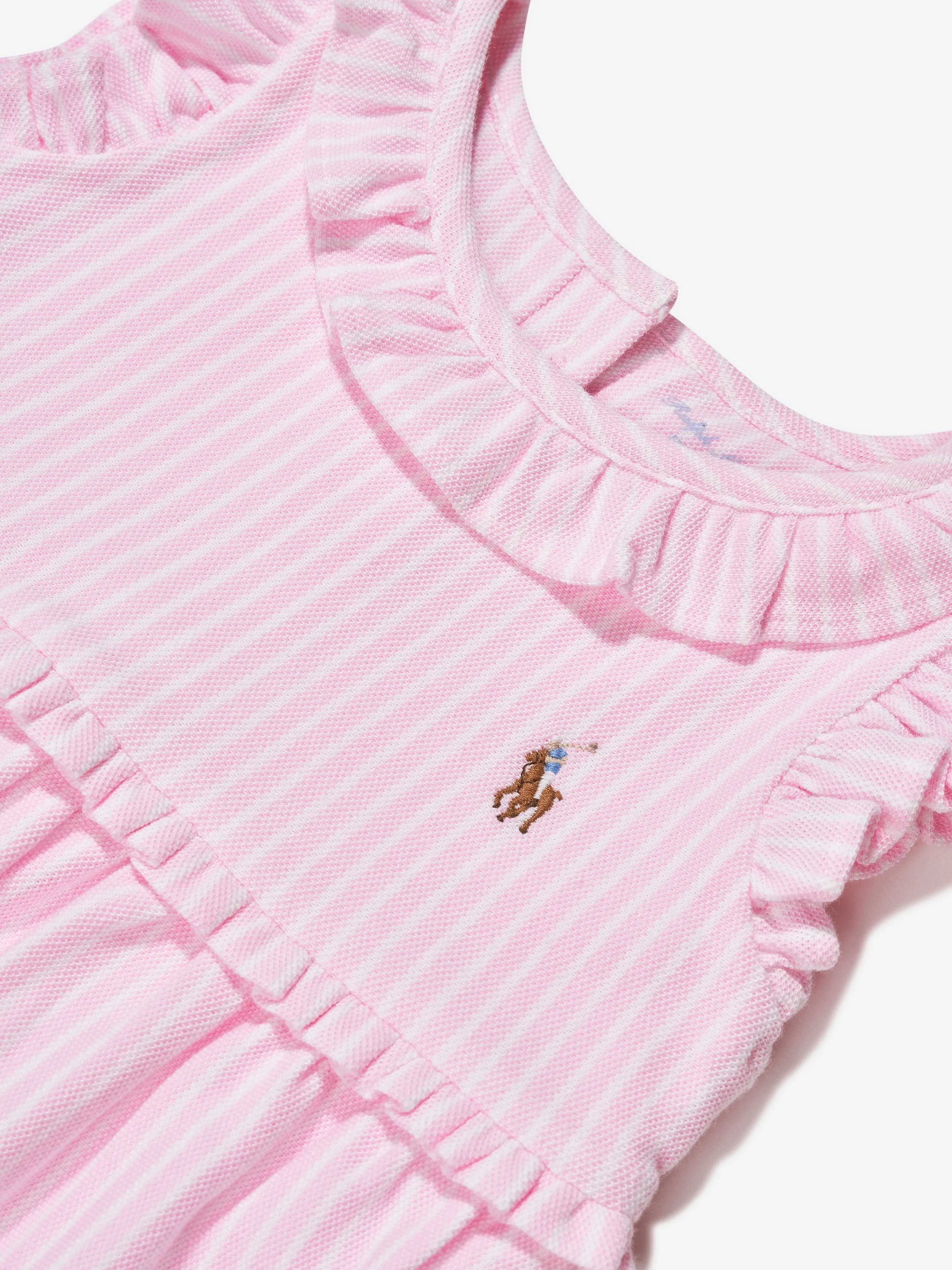 Ralph Lauren Baby Girls Striped Bubble Romper in Pink