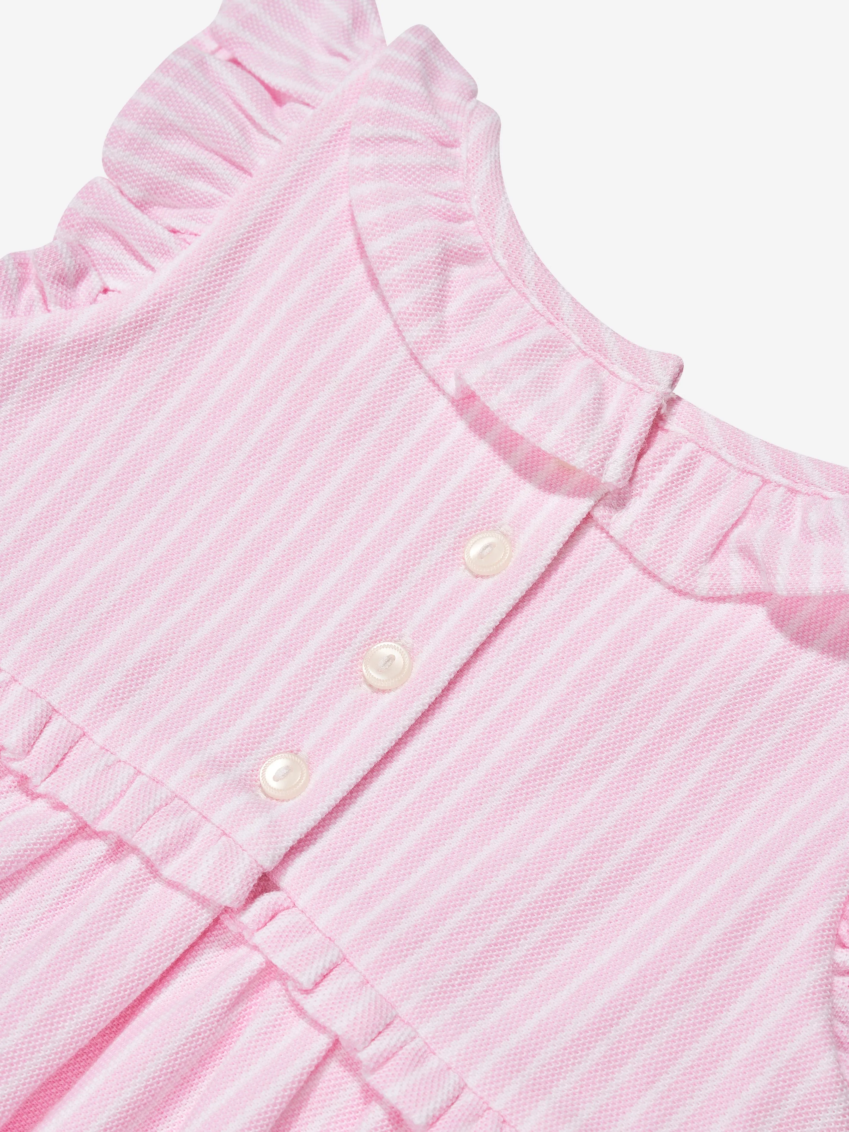 Ralph Lauren Baby Girls Striped Bubble Romper in Pink