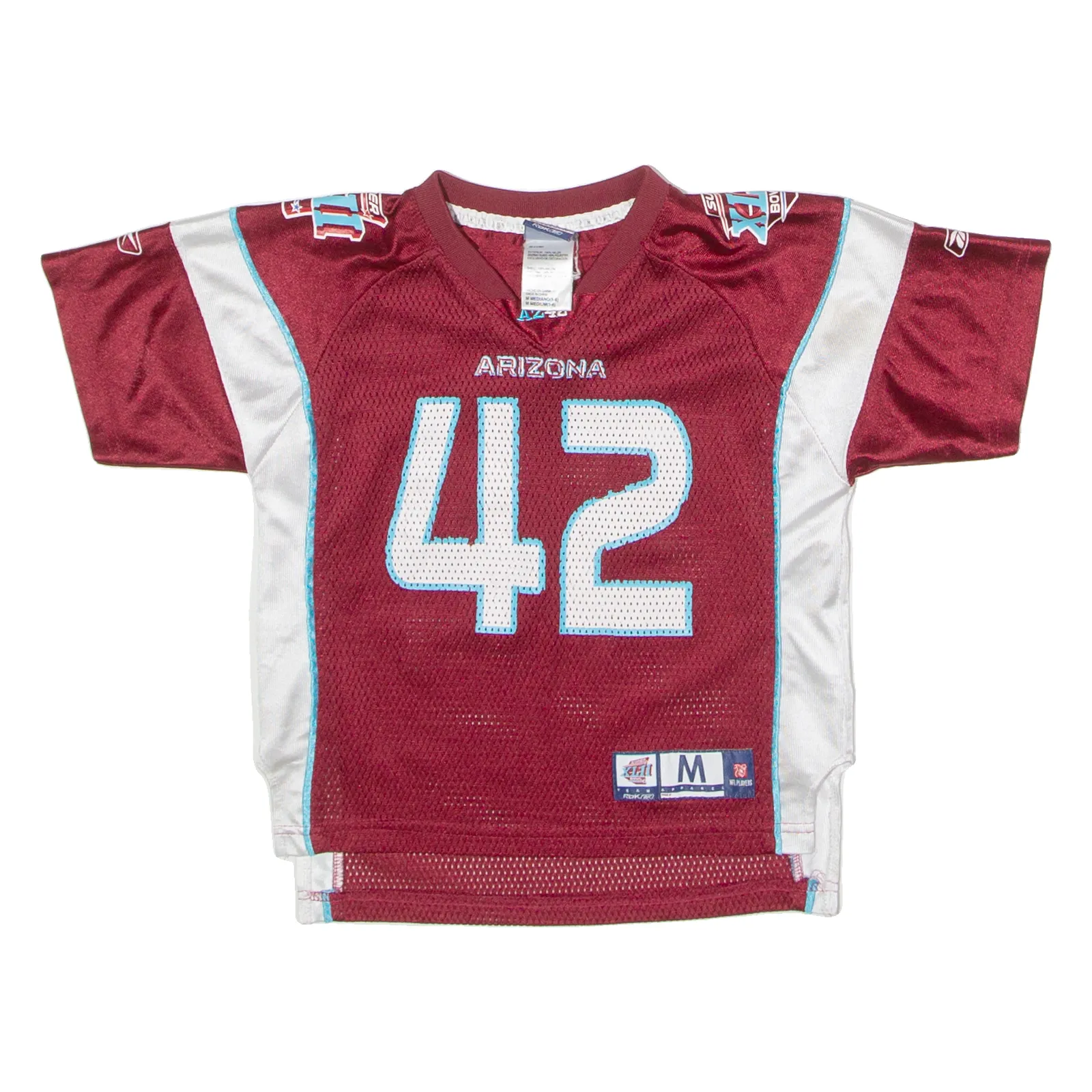 REEBOK Arizona Superbowl 42 Boys Jersey Maroon USA V-Neck Nylon 5-6Y