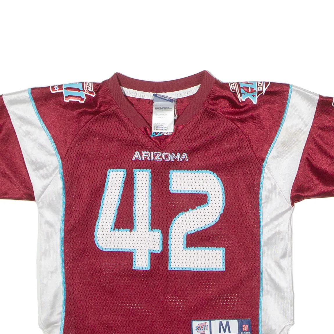 REEBOK Arizona Superbowl 42 Boys Jersey Maroon USA V-Neck Nylon 5-6Y