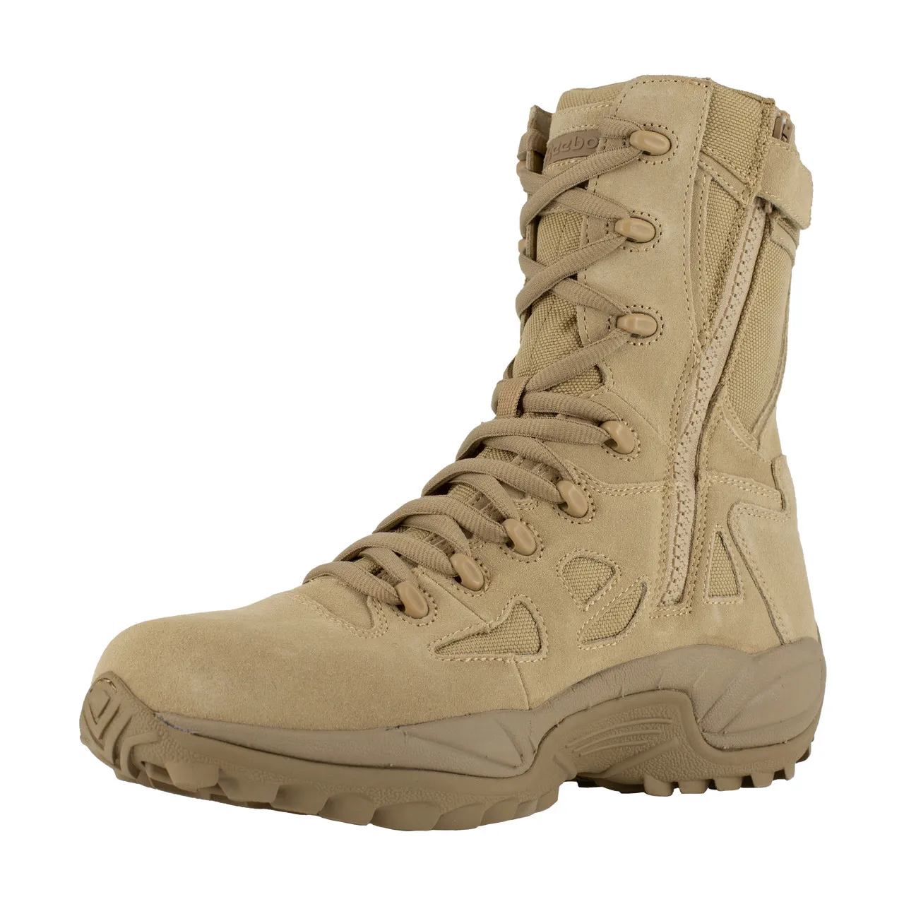 Reebok Men's 8" Rapid Response RB Stealth Boot with Side Zipper Desert Tan 