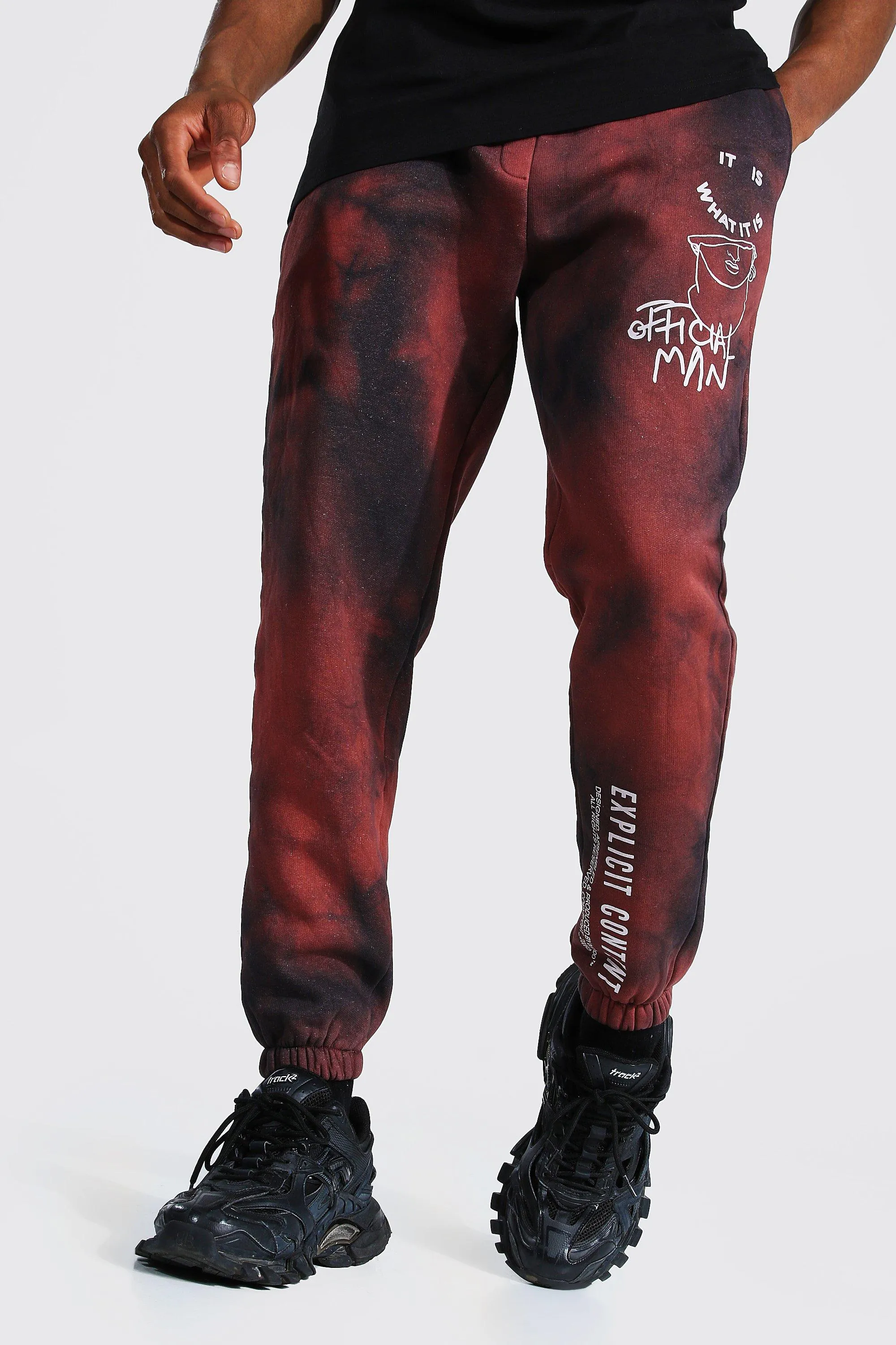 Regular Official Man Graphic Tie Dye Joggers | boohooMAN UK