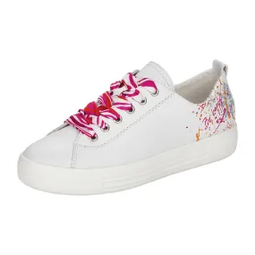 Remonte D0900 Women's White Leather Sneakers with Laces and Round Toe