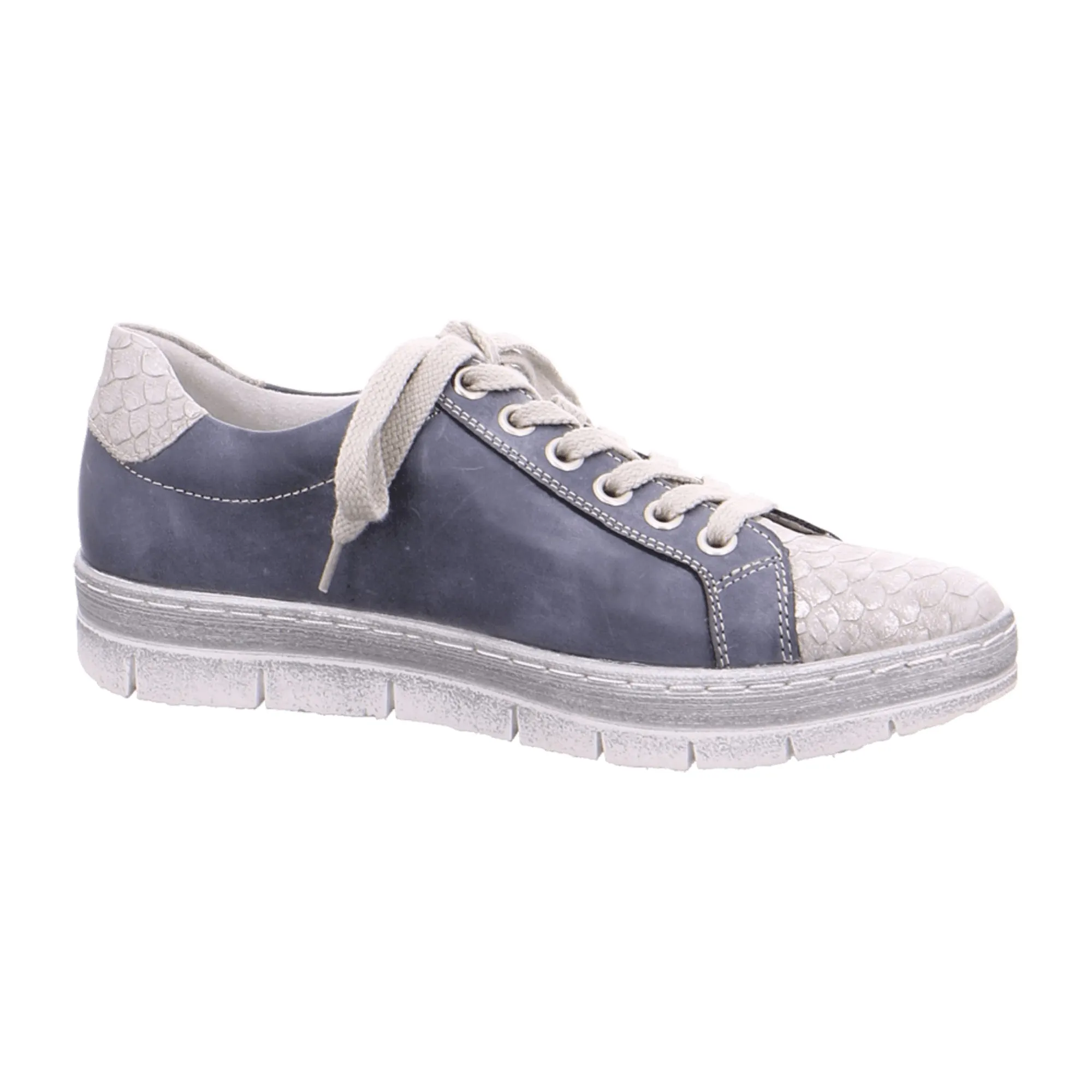 Remonte Women's Blue Ankle-High Sneakers with Round Toe and Lace-Up Closure