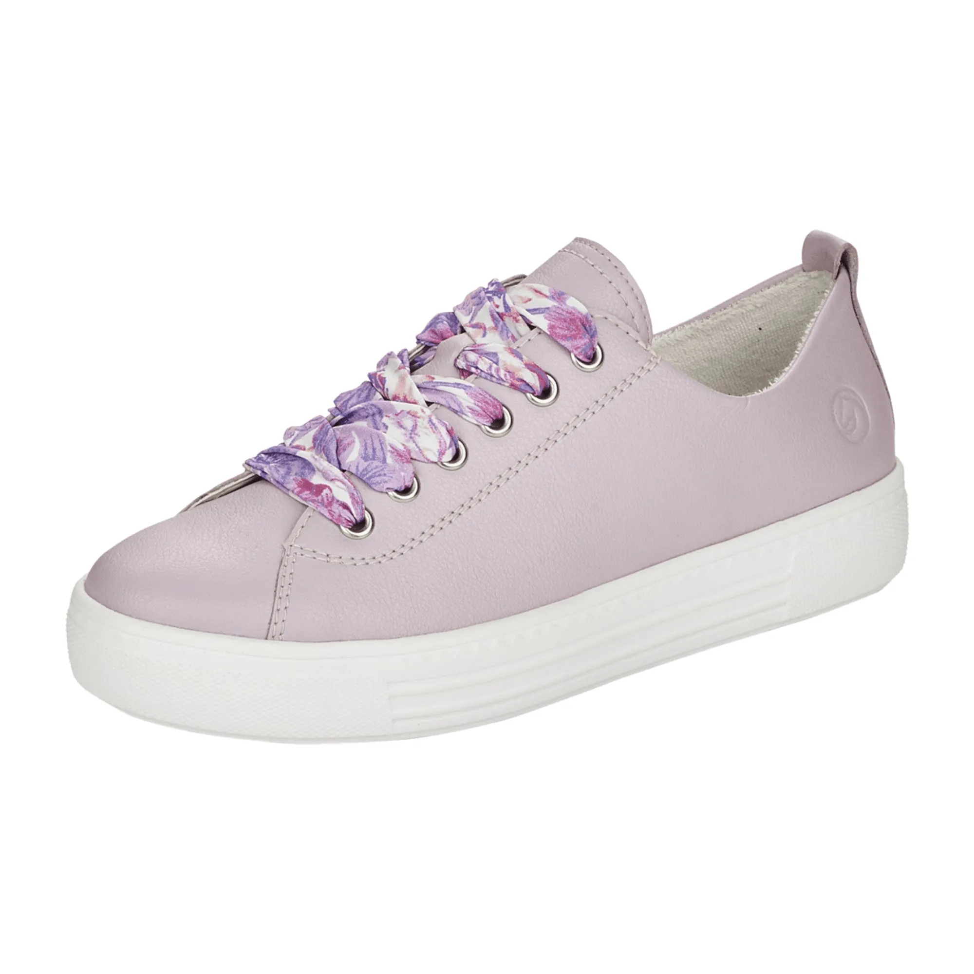 Remonte Women's Lilac Leather Sneakers Round Toe Lace-Up Normal Fit