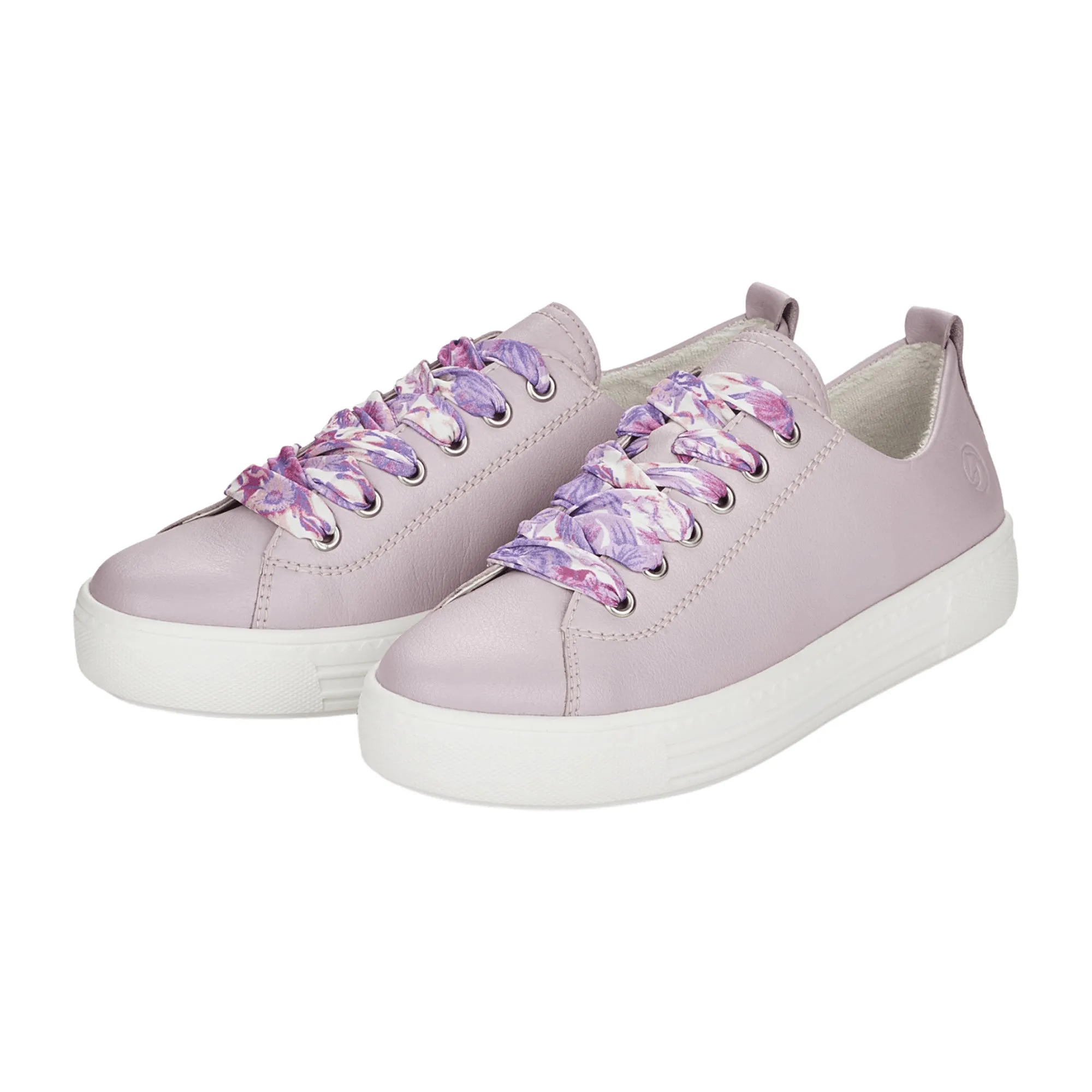 Remonte Women's Lilac Leather Sneakers Round Toe Lace-Up Normal Fit