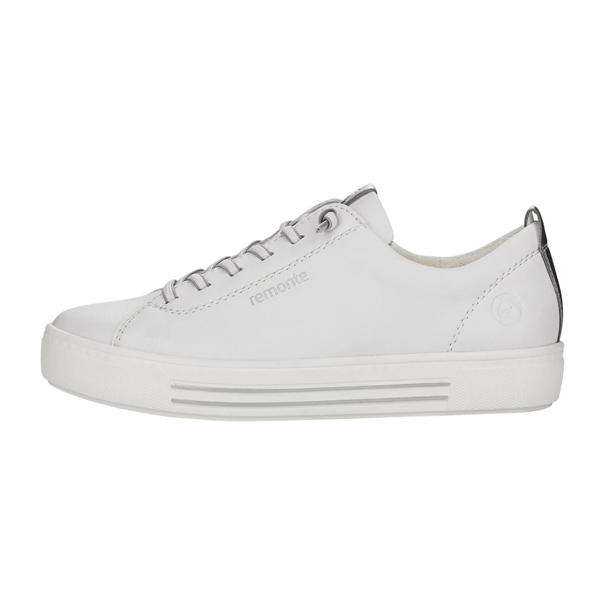 Remonte Women's White Leather Sneakers with Comfort Technology