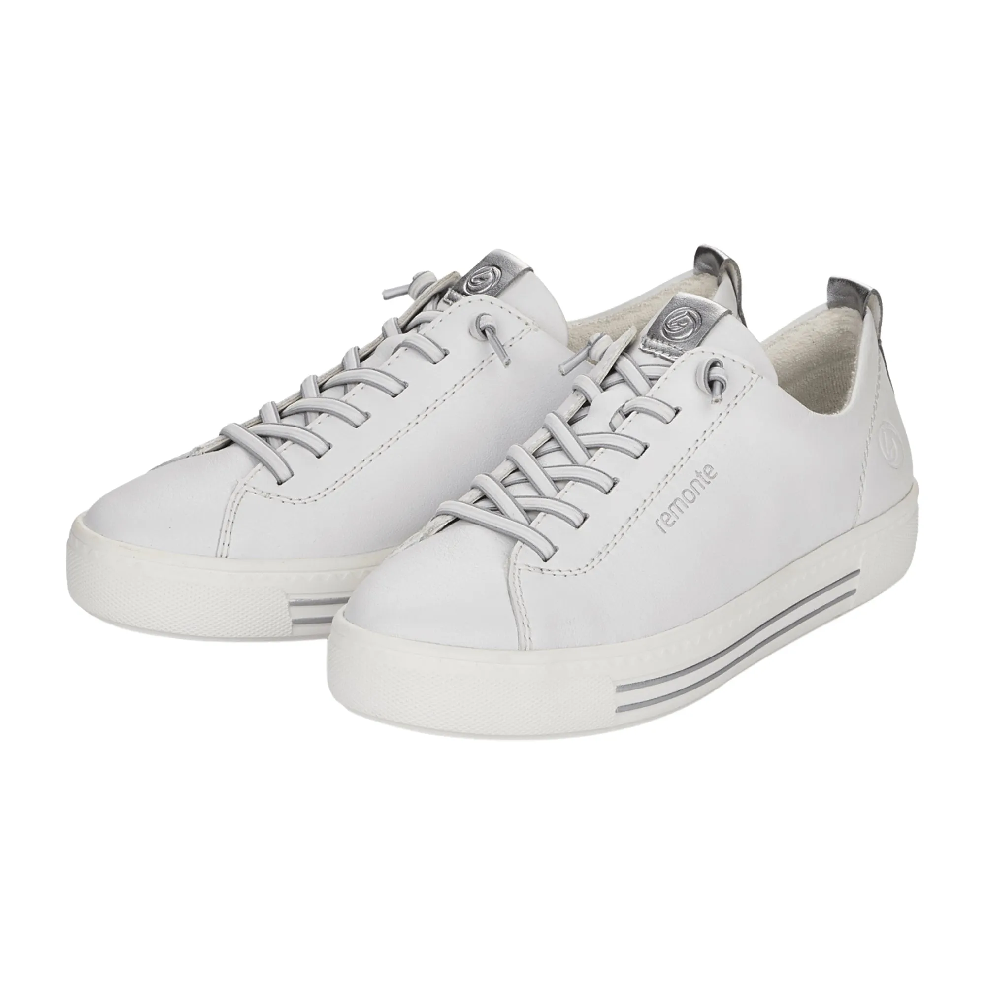 Remonte Women's White Leather Sneakers with Comfort Technology