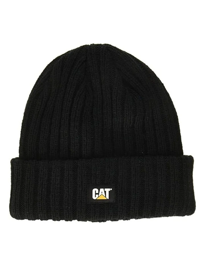 Rib Watch Beanie Hat in Black