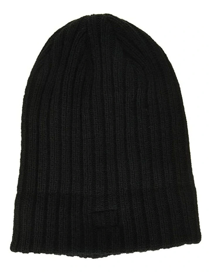 Rib Watch Beanie Hat in Black