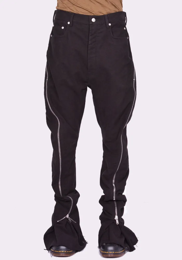 RICK OWENS MEN RU02D6343 TB BOLAN BANANA TROUSERS BLACK (New Season FW24)