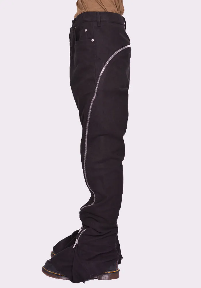 RICK OWENS MEN RU02D6343 TB BOLAN BANANA TROUSERS BLACK (New Season FW24)