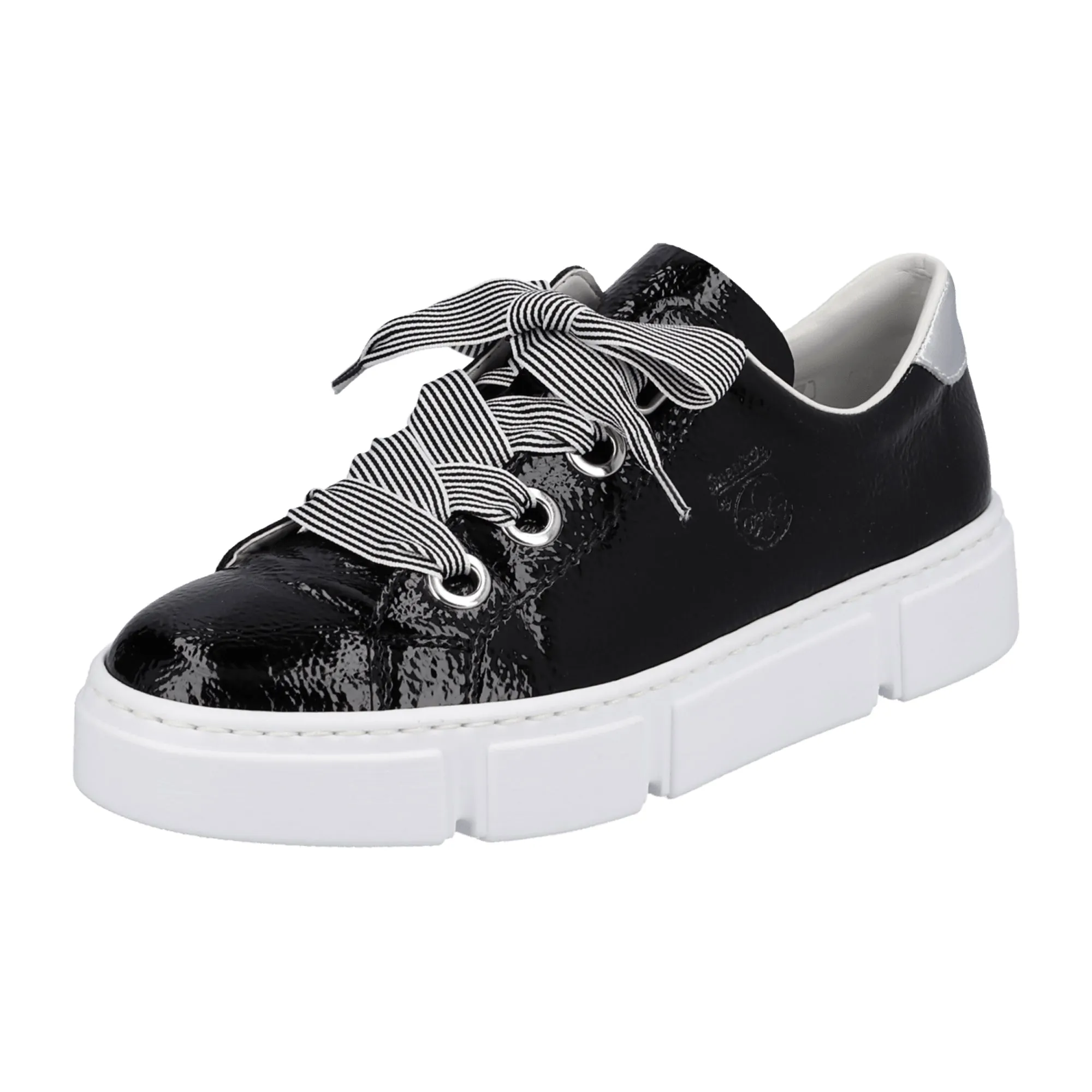 Rieker Black Lace-Up Women's Sneakers Comfortable Lightweight Faux Leather