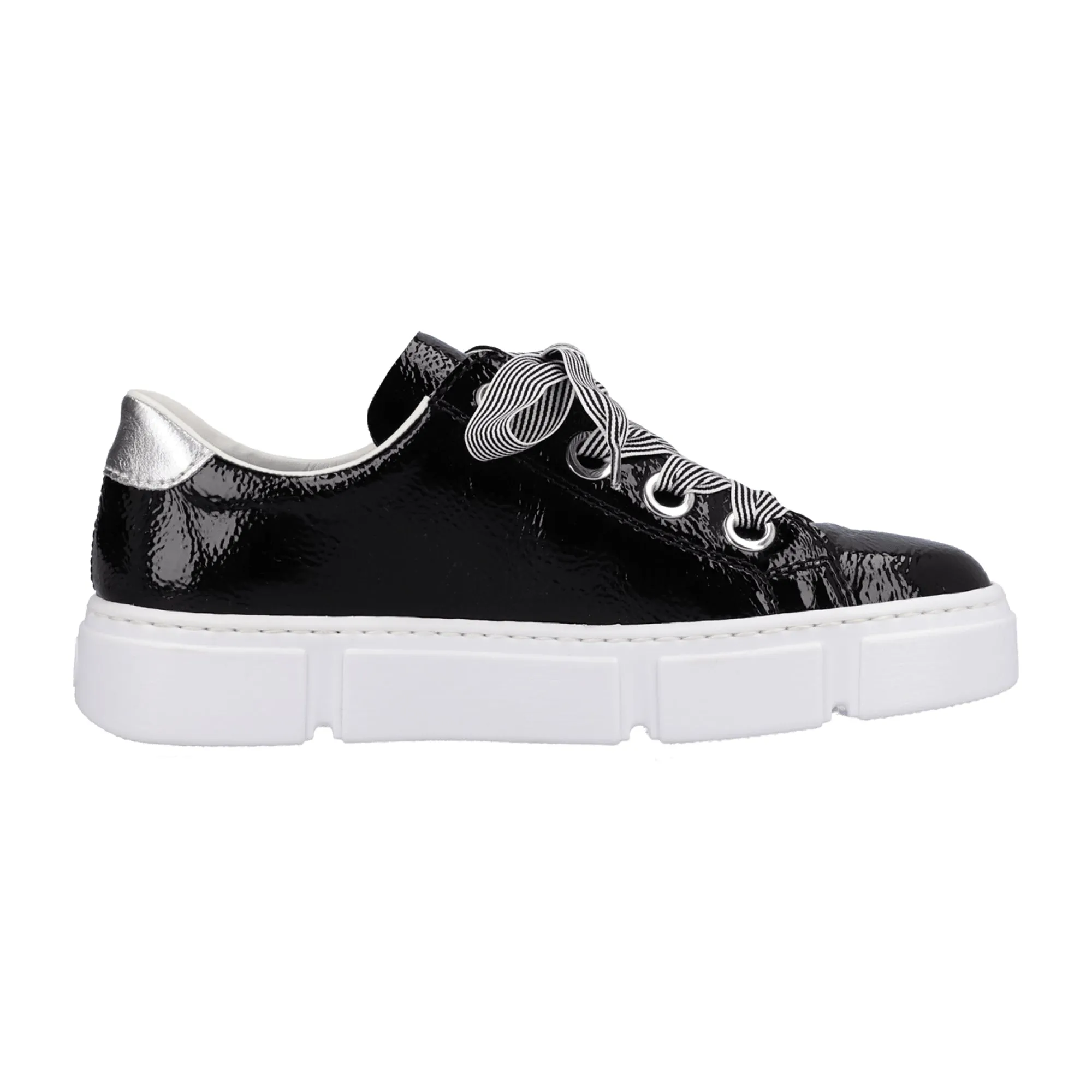 Rieker Black Lace-Up Women's Sneakers Comfortable Lightweight Faux Leather