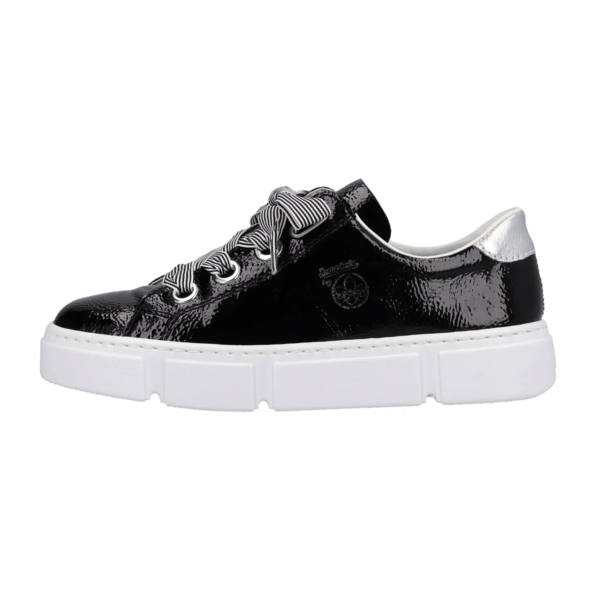 Rieker Black Lace-Up Women's Sneakers Comfortable Lightweight Faux Leather