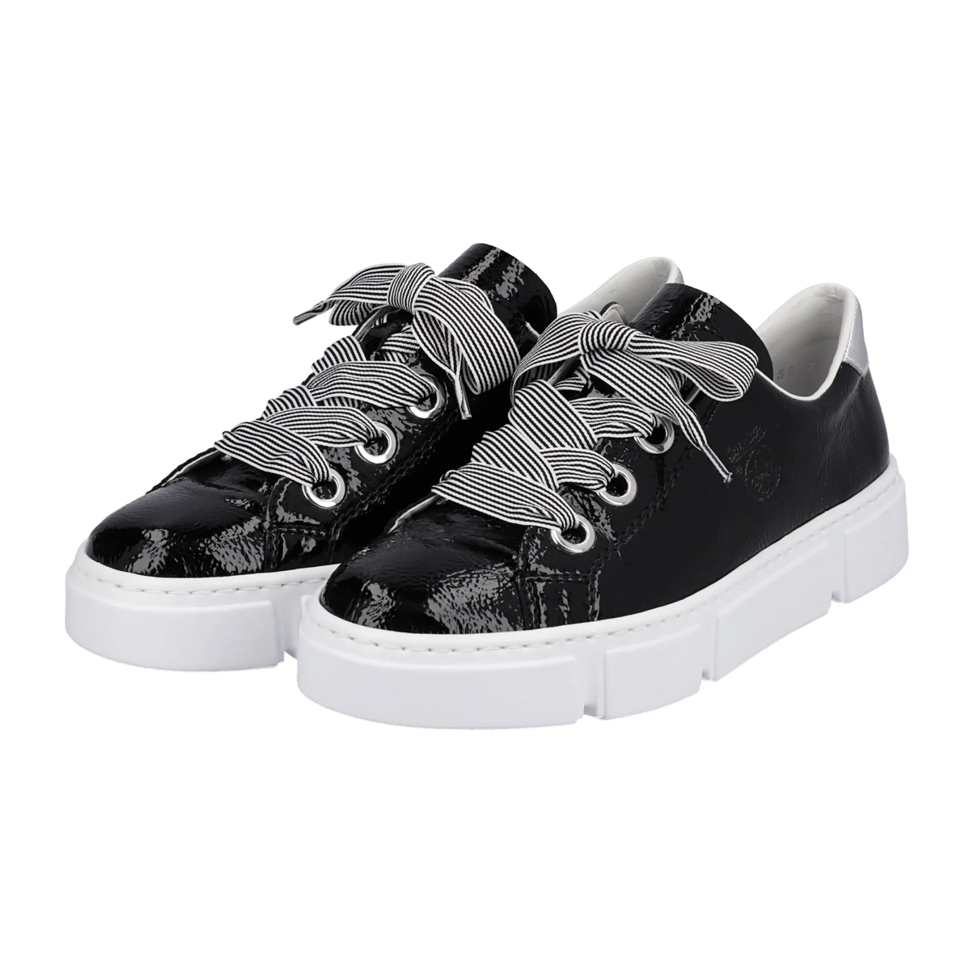 Rieker Black Lace-Up Women's Sneakers Comfortable Lightweight Faux Leather