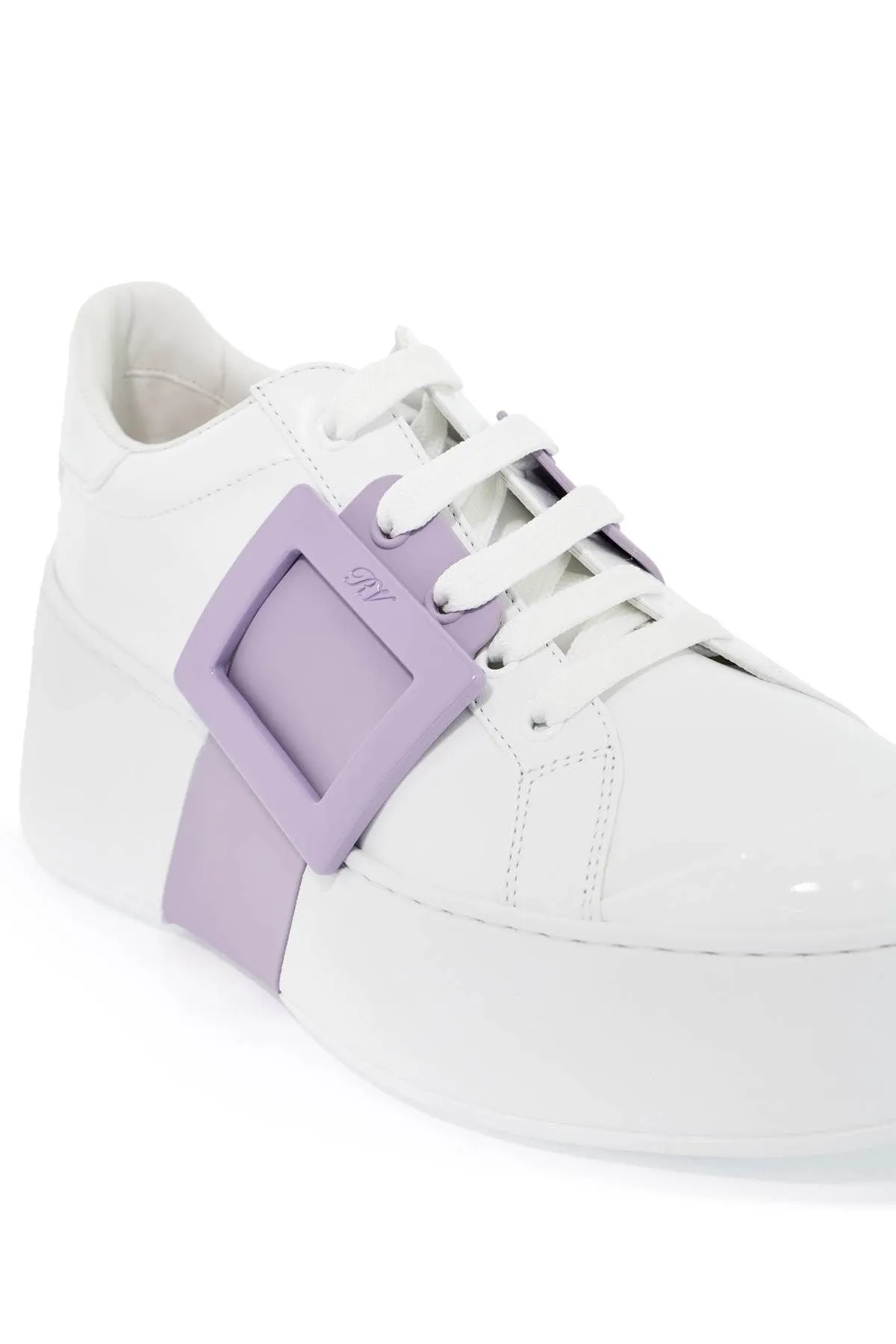 Roger Vivier    Roger Vivier Leather Viv' Skate Sneakers