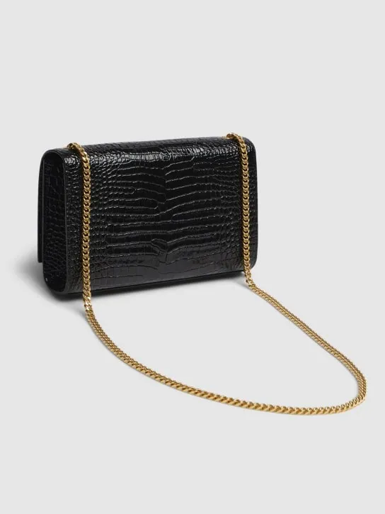 Saint Laurent   Medium Kate croc embossed leather bag 