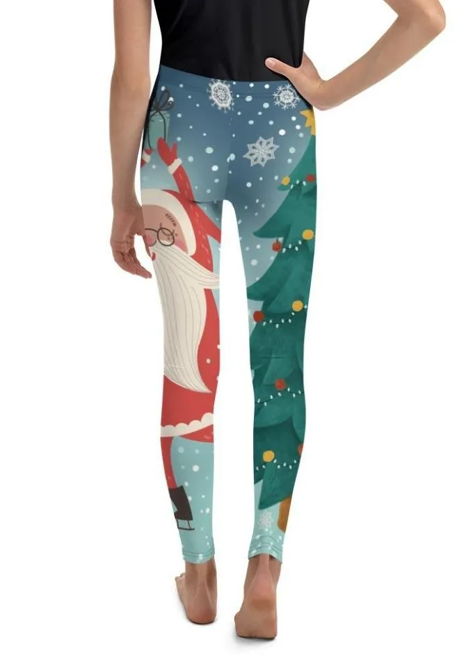 Santa Christmas Tree Youth Leggings