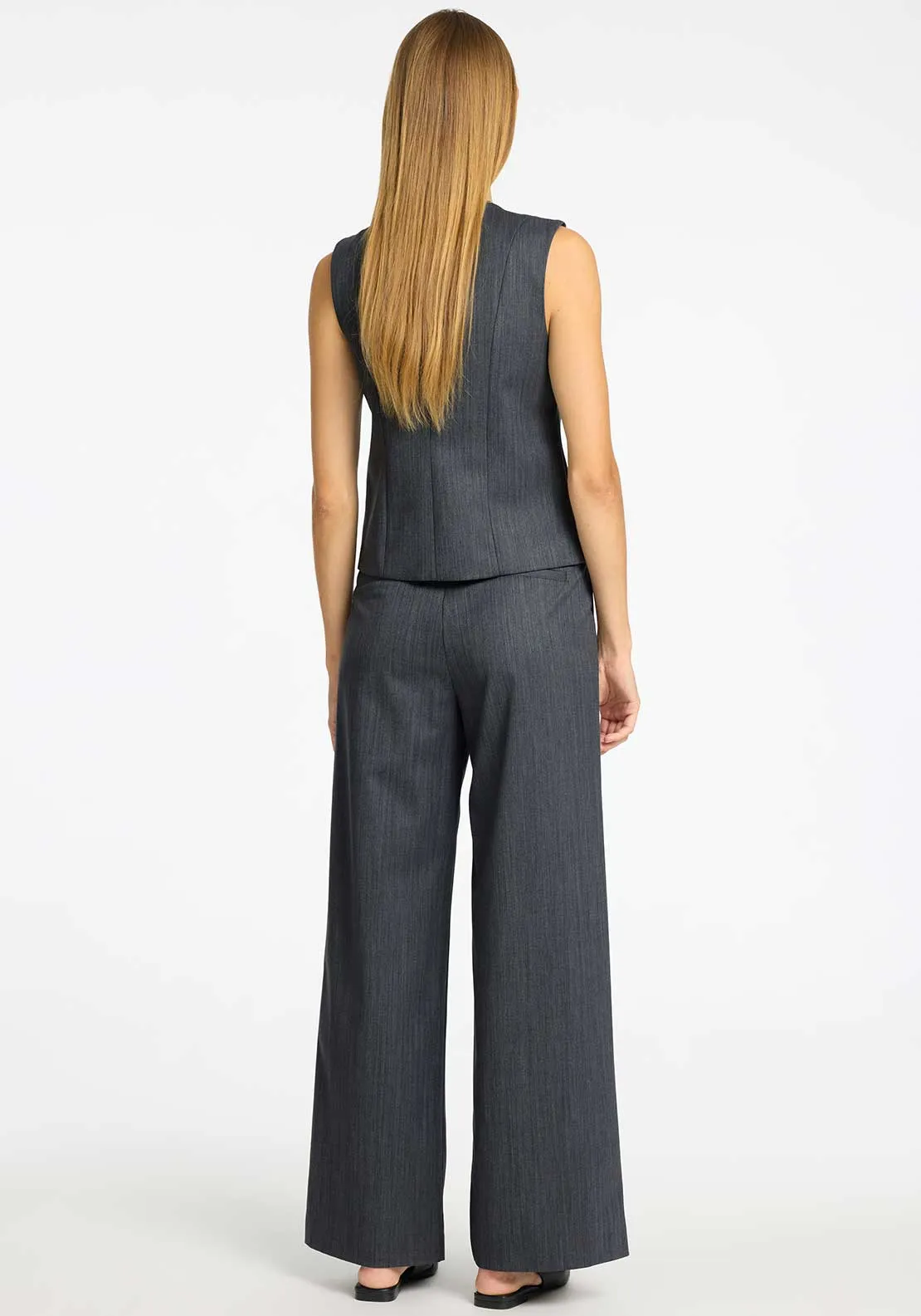 Selected Femme Fenia Wide Leg Trousers, Grey