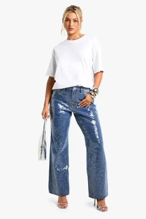 Sequin Straight Leg Jeans