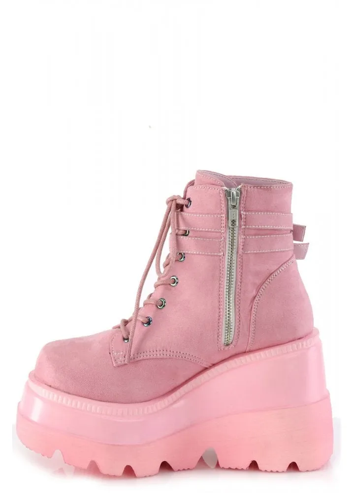 Shaker 52 Pastel Pink Vegan Suede Wedge Boot