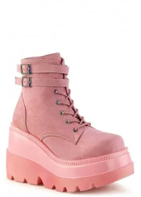 Shaker 52 Pastel Pink Vegan Suede Wedge Boot