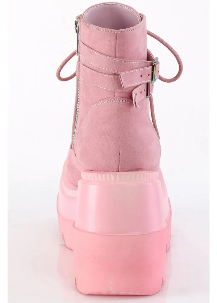 Shaker 52 Pastel Pink Vegan Suede Wedge Boot