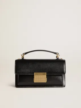 Small Venezia Bag in black boarded leather with gold details