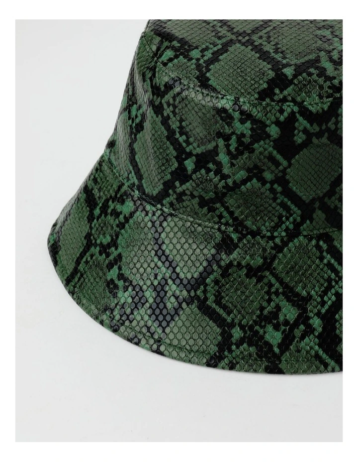 Snake Print Bucket Hat in Green