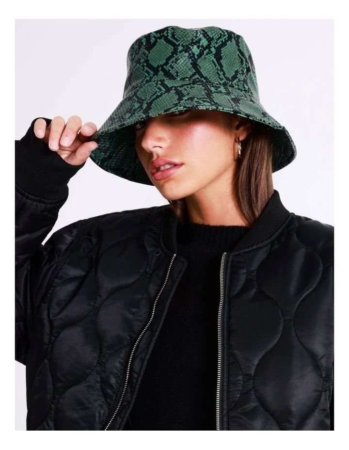 Snake Print Bucket Hat in Green