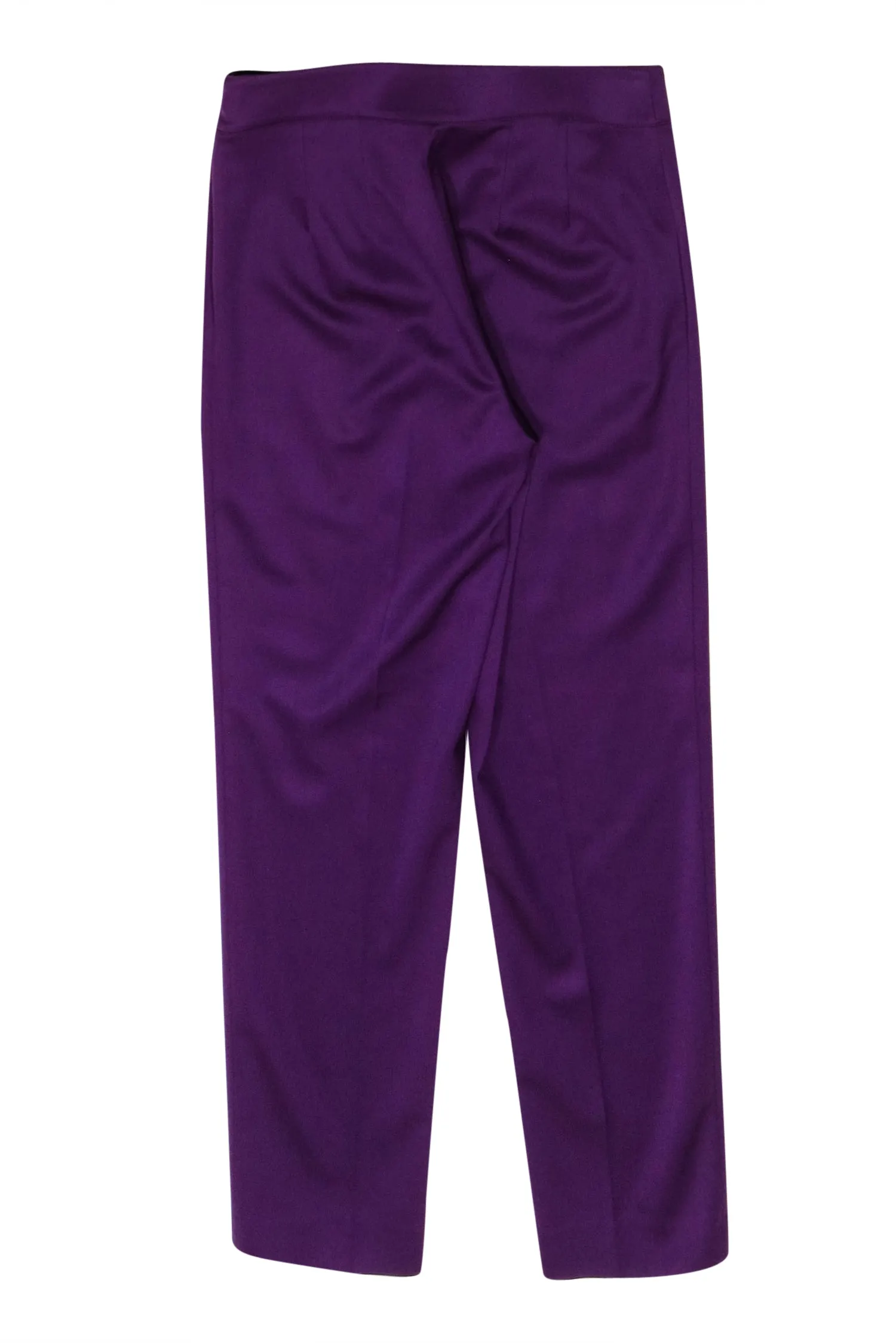 St. John - Eggplant Purple Tapered Leg Pleated Trousers Sz 2