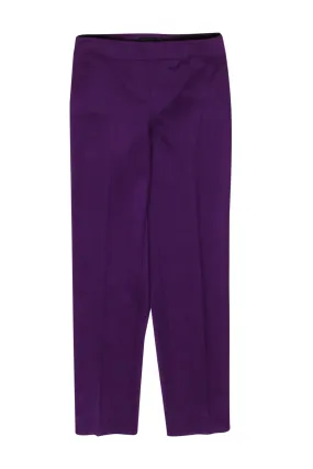 St. John - Eggplant Purple Tapered Leg Pleated Trousers Sz 2