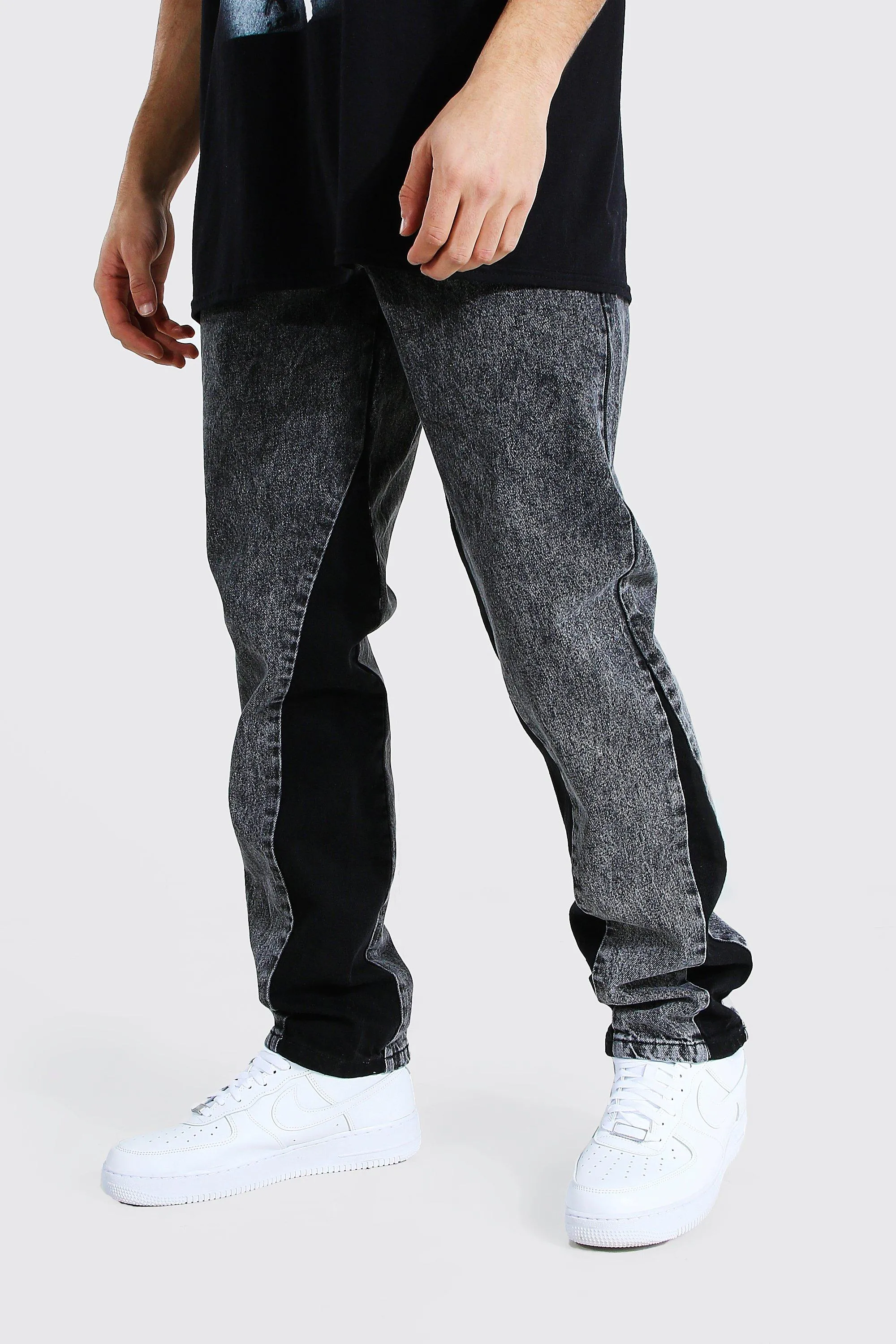 Straight Leg Seam Detail Worker Jeans