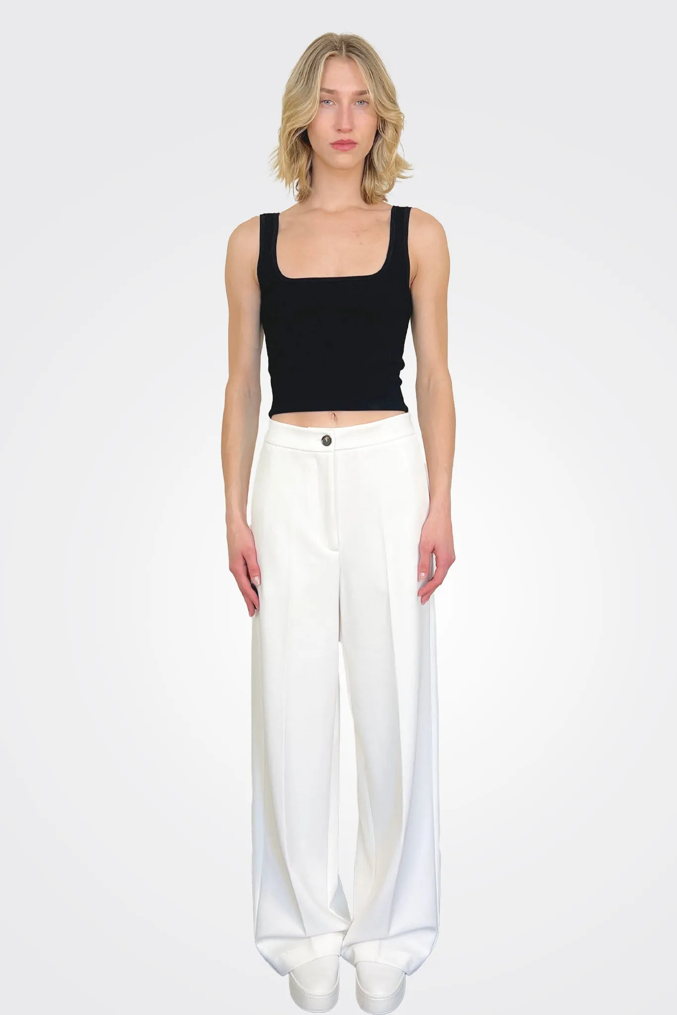 Straight Leg Trousers - White