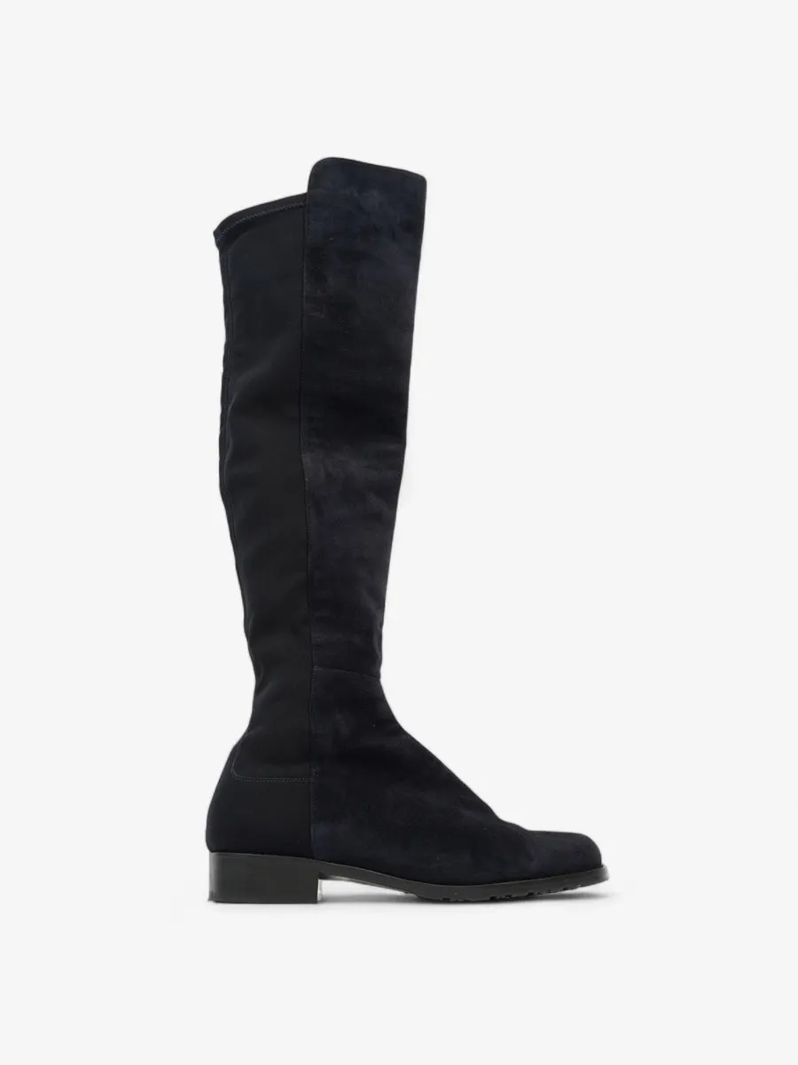 Stuart Weitzman Knee High Boot Navy Suede EU 37.5 UK 4.5