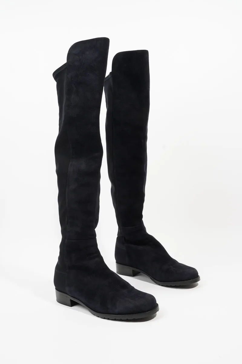 Stuart Weitzman Knee High Boot Navy Suede EU 37.5 UK 4.5